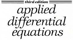 Applied Differential Equations