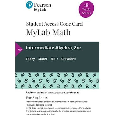 MyLab Math with Pearson eText -- 18 Week Standalone Access Card -- for Intermediate Algebra